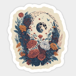 Floral Moon Sticker